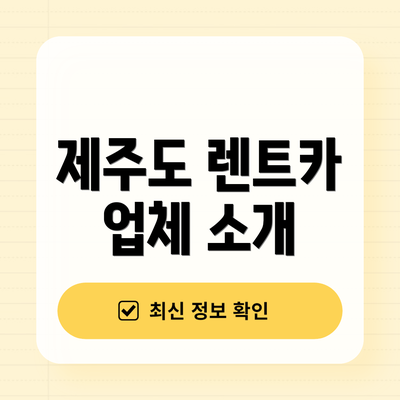 제주도 렌트카 업체 소개