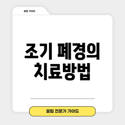 조기 폐경의 치료방법