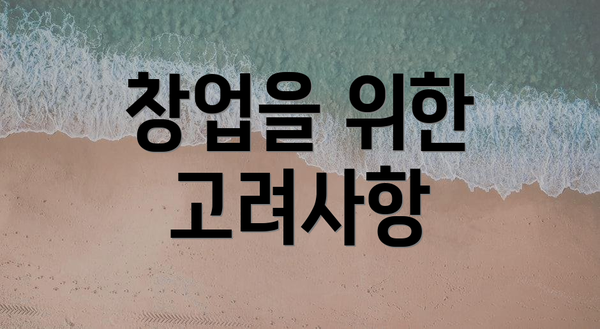 창업을 위한 고려사항