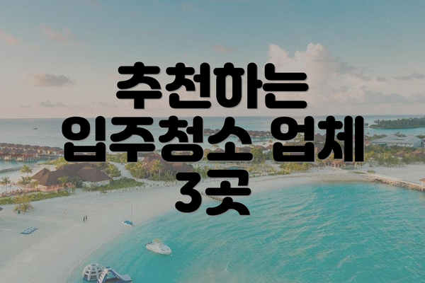 추천하는 입주청소 업체 3곳