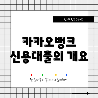 카카오뱅크 신용대출의 개요