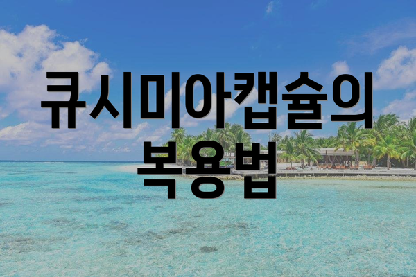 큐시미아캡슐의 복용법