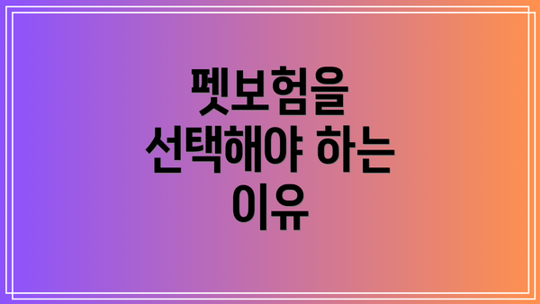 펫보험을 선택해야 하는 이유