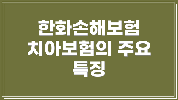 한화손해보험 치아보험의 주요 특징