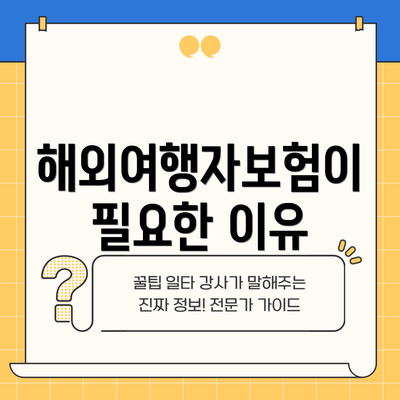 해외여행자보험이 필요한 이유
