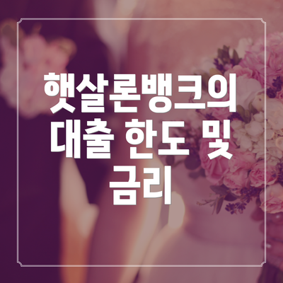 햇살론뱅크의 대출 한도 및 금리