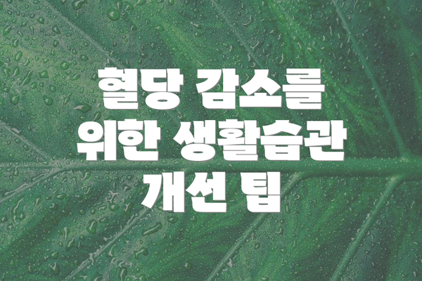 혈당 감소를 위한 생활습관 개선 팁