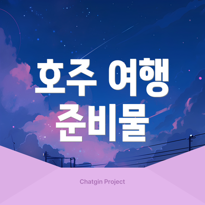 호주 여행 준비물