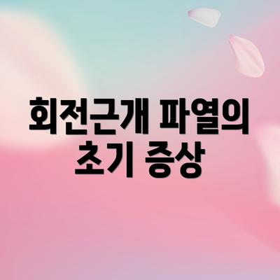회전근개 파열의 초기 증상