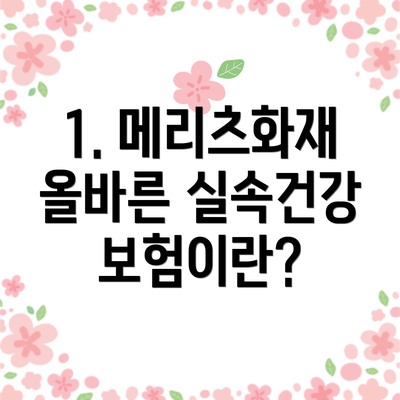 1. 메리츠화재 올바른 실속건강보험이란?