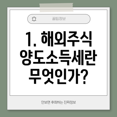 1. 해외주식 양도소득세란 무엇인가?