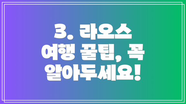 3. 라오스 여행 꿀팁, 꼭 알아두세요!