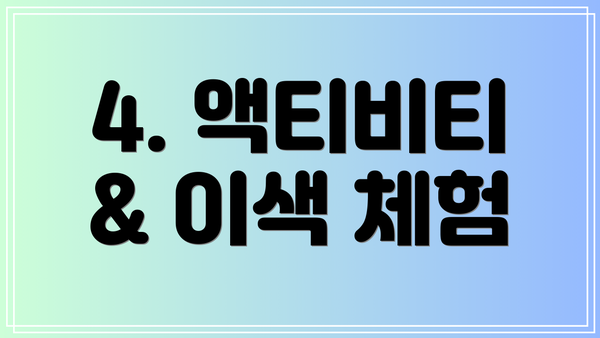 4. 액티비티 & 이색 체험