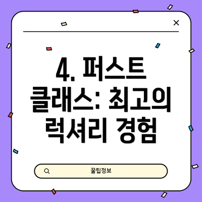 4. 퍼스트 클래스: 최고의 럭셔리 경험