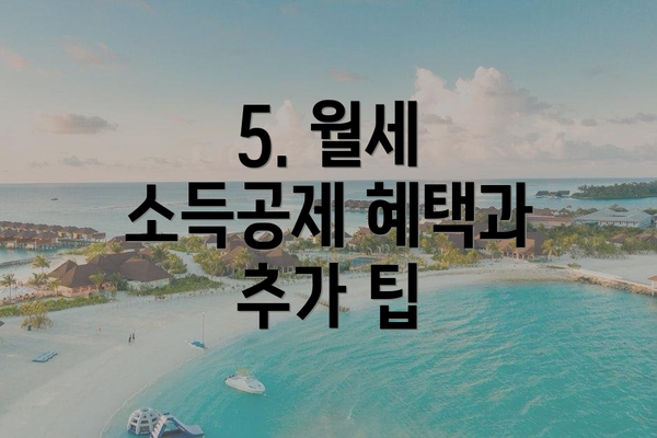 5. 월세 소득공제 혜택과 추가 팁