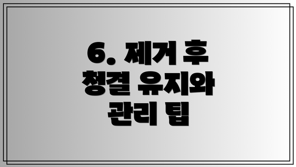 6. 제거 후 청결 유지와 관리 팁