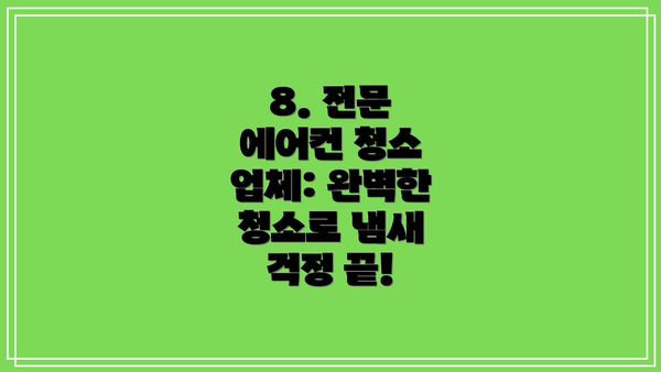 8. 전문 에어컨 청소 업체: 완벽한 청소로 냄새 걱정 끝!