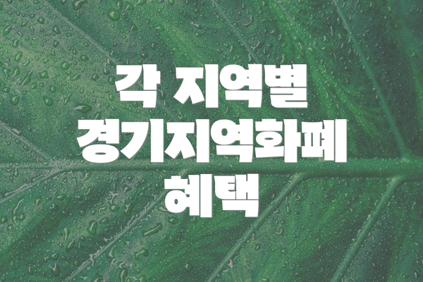 각 지역별 경기지역화폐 혜택