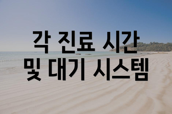 각 진료 시간 및 대기 시스템