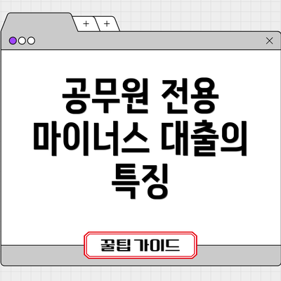 공무원 전용 마이너스 대출의 특징