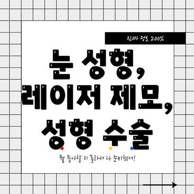 눈 성형, 레이저 제모, 성형 수술