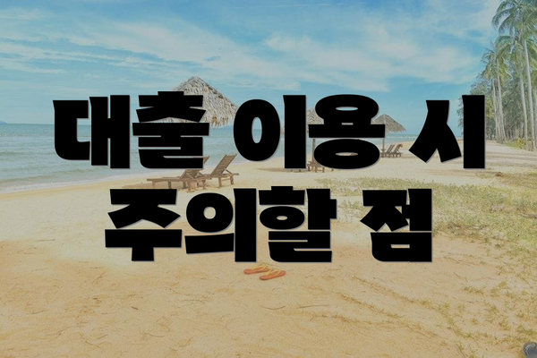 대출 이용 시 주의할 점