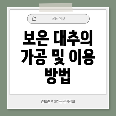 보은 대추의 가공 및 이용 방법