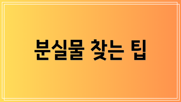 분실물 찾는 팁