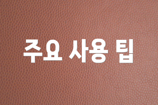 주요 사용 팁