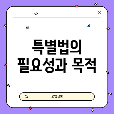 특별법의 필요성과 목적