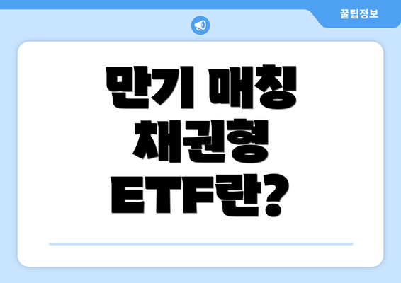 만기 매칭 채권형 ETF란?
