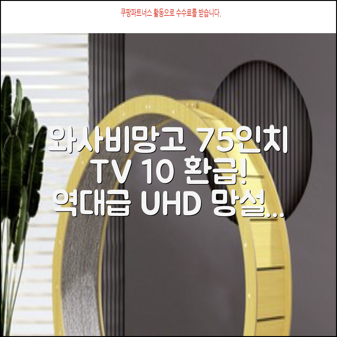 [10% 환급가전] 와사비망고 4K UHD ZEN U750 Max HDR TV, 189cm(75인치), 스탠드형, 방문설치 추천 리뷰