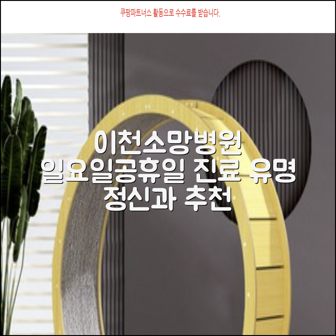 이천이천소망병원 예약 방법과 진료시간 안내 일요일 공휴일 진료 유명 정신병원 추천 2025 대출 가능한 곳